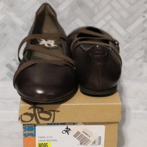 Chocolate brown leather flats